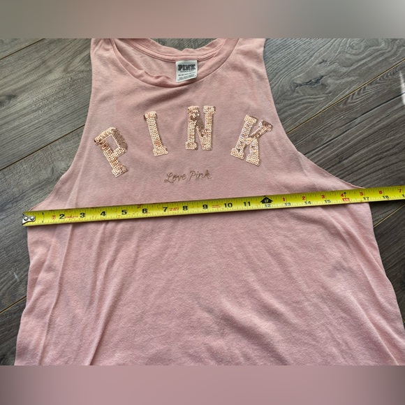 PINK Victoria’s Secret soft rose pink oversized muscle tank with gold sequins - Picture 5 of 5